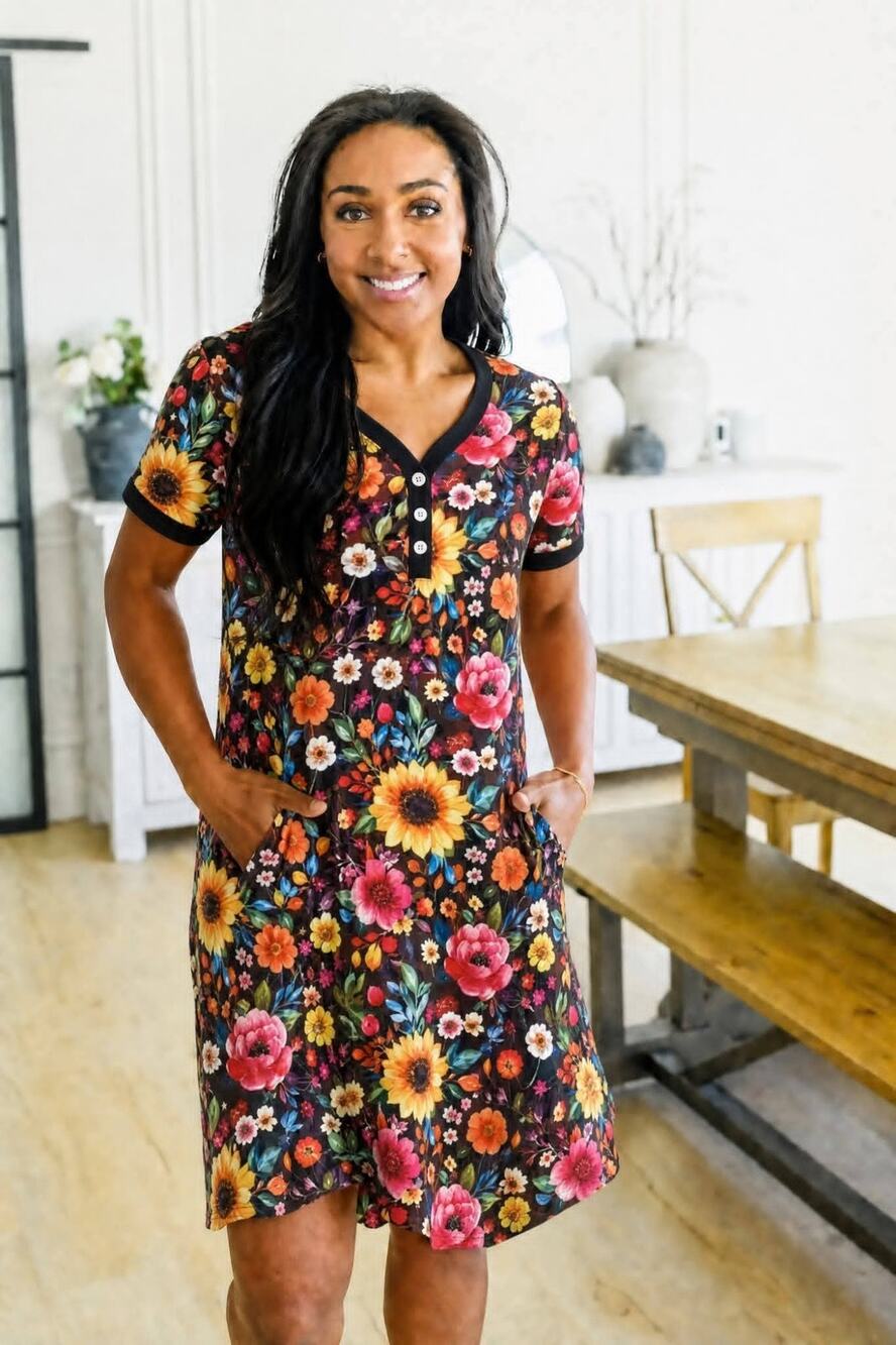 Shirley & Stone Fall Nightgown Dress Gown Floral Flowers NWT runs big